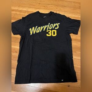 47 Steph Curry NBA Warriors jersey t-shirt small cotton black gold blue